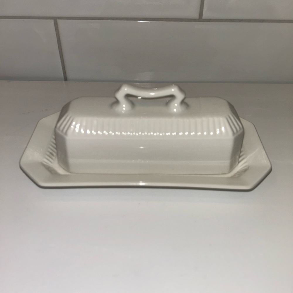 Elegant White Butter Dish